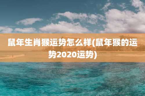 鼠年生肖猴运势怎么样(鼠年猴的运势2020运势)