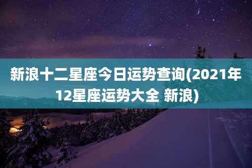 新浪十二星座今日运势查询(2021年12星座运势大全 新浪)