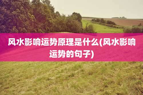 风水影响运势原理是什么(风水影响运势的句子)