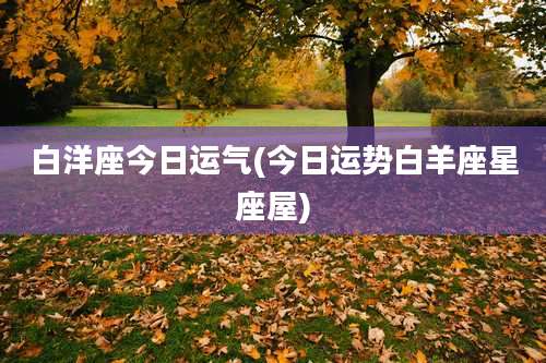 白洋座今日运气(今日运势白羊座星座屋)