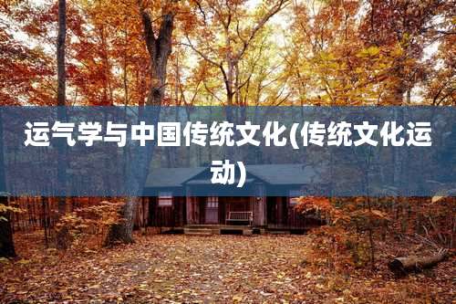 运气学与中国传统文化(传统文化运动)