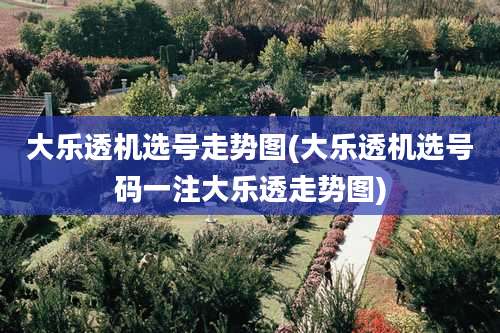 大乐透机选号走势图(大乐透机选号码一注大乐透走势图)