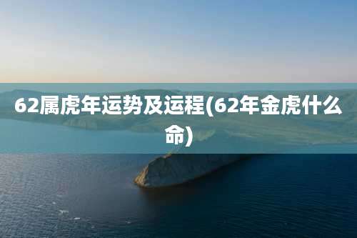 62属虎年运势及运程(62年金虎什么命)