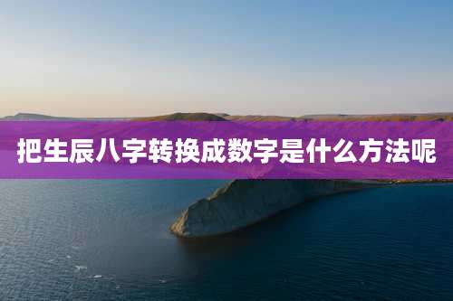 把生辰八字转换成数字是什么方法呢