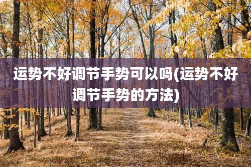 运势不好调节手势可以吗(运势不好调节手势的方法)