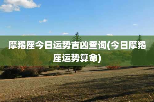 摩羯座今日运势吉凶查询(今日摩羯座运势算命)