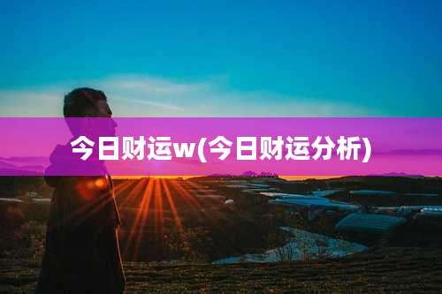 今日财运w(今日财运分析)