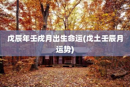 戊辰年壬戌月出生命运(戊土壬辰月运势)