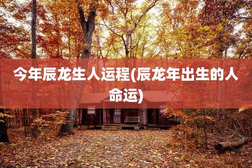 今年辰龙生人运程(辰龙年出生的人命运)
