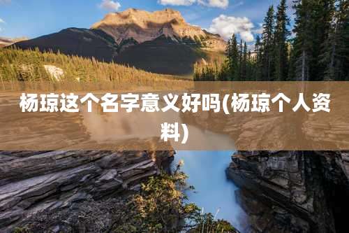 杨琼这个名字意义好吗(杨琼个人资料)