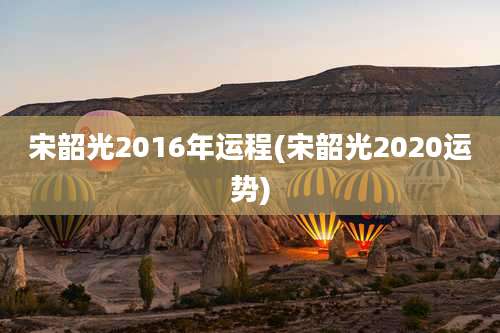 宋韶光2016年运程(宋韶光2020运势)