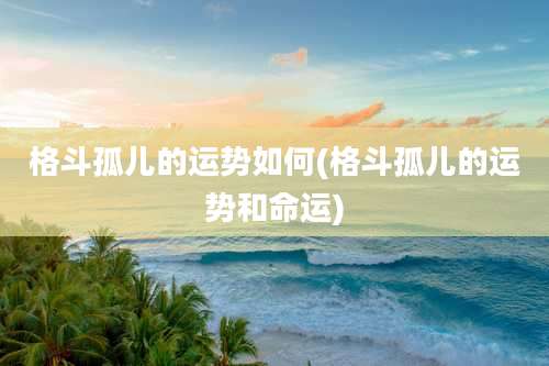 格斗孤儿的运势如何(格斗孤儿的运势和命运)