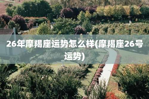 26年摩羯座运势怎么样(摩羯座26号运势)