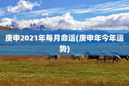庚申2021年每月命运(庚申年今年运势)