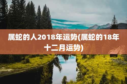 属蛇的人2018年运势(属蛇的18年十二月运势)