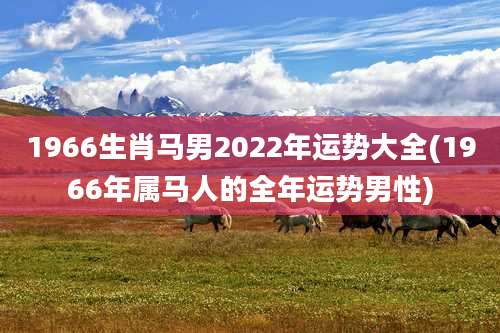 1966生肖马男2022年运势大全(1966年属马人的全年运势男性)