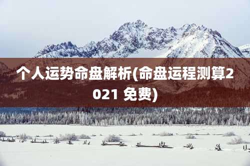 个人运势命盘解析(命盘运程测算2021 免费)