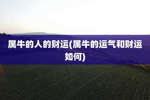 属牛的人的财运(属牛的运气和财运如何)