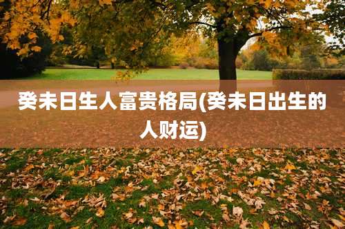 癸未日生人富贵格局(癸未日出生的人财运)