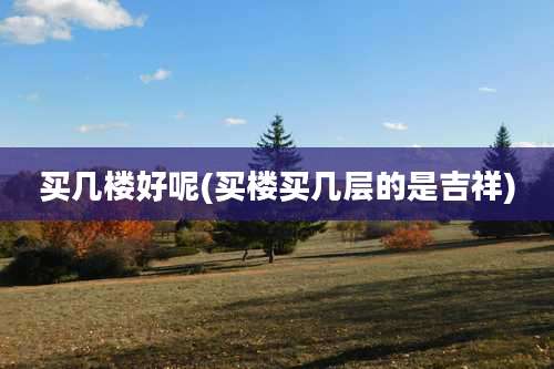 买几楼好呢(买楼买几层的是吉祥)