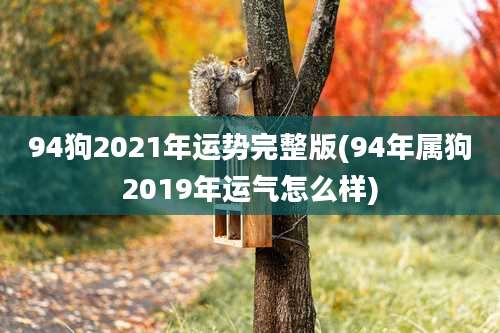 94狗2021年运势完整版(94年属狗2019年运气怎么样)