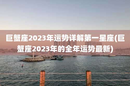 巨蟹座2023年运势详解第一星座(巨蟹座2023年的全年运势最新)