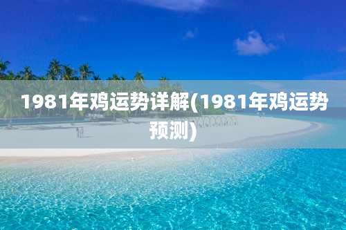1981年鸡运势详解(1981年鸡运势预测)