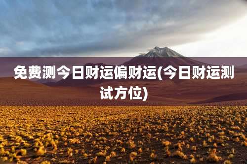 免费测今日财运偏财运(今日财运测试方位)