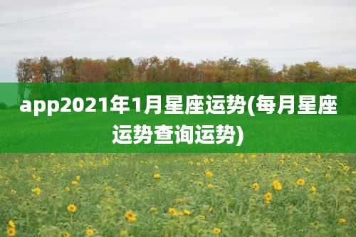app2021年1月星座运势(每月星座运势查询运势)