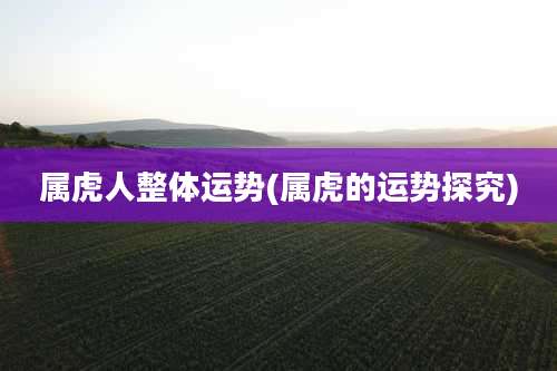 属虎人整体运势(属虎的运势探究)