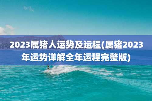 2023属猪人运势及运程(属猪2023年运势详解全年运程完整版)