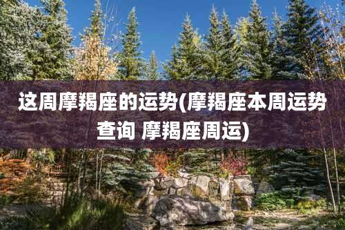 这周摩羯座的运势(摩羯座本周运势查询 摩羯座周运)