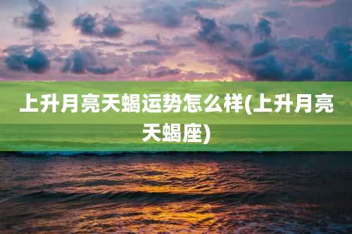 上升月亮天蝎运势怎么样(上升月亮天蝎座)