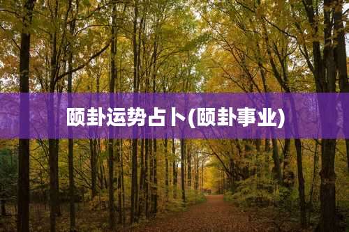 颐卦运势占卜(颐卦事业)