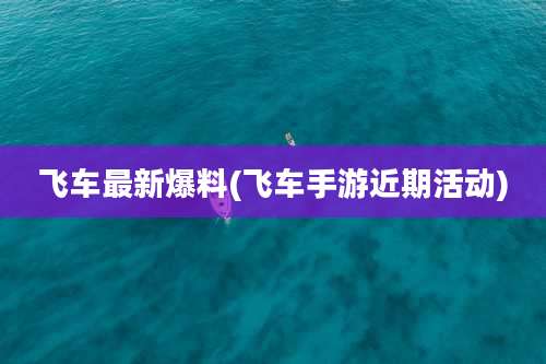 飞车最新爆料(飞车手游近期活动)