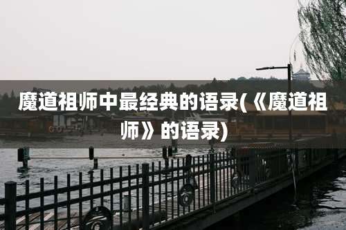 魔道祖师中最经典的语录(《魔道祖师》的语录)