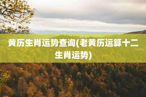 黄历生肖运势查询(老黄历运算十二生肖运势)