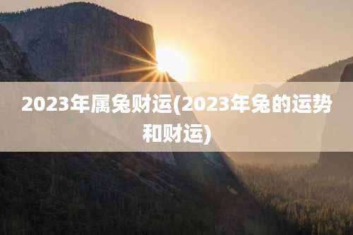 2023年属兔财运(2023年兔的运势和财运)