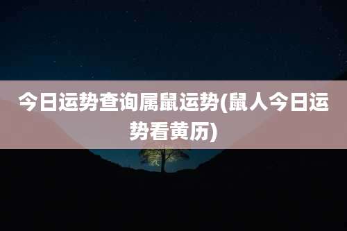今日运势查询属鼠运势(鼠人今日运势看黄历)