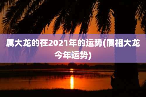 属大龙的在2021年的运势(属相大龙今年运势)
