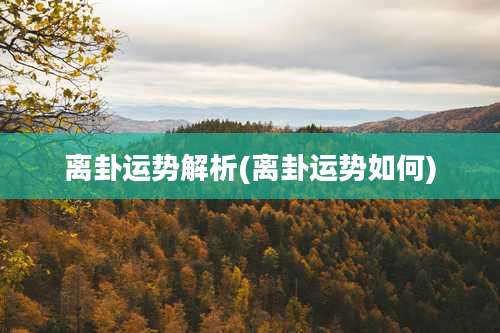 离卦运势解析(离卦运势如何)