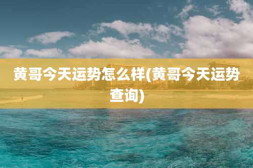 黄哥今天运势怎么样(黄哥今天运势查询)