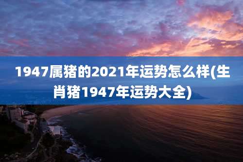 1947属猪的2021年运势怎么样(生肖猪1947年运势大全)