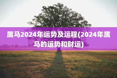 属马2024年运势及运程(2024年属马的运势和财运)