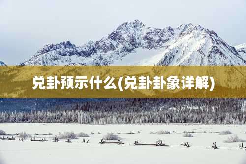 兑卦预示什么(兑卦卦象详解)