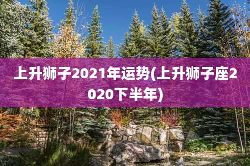上升狮子2021年运势(上升狮子座2020下半年)