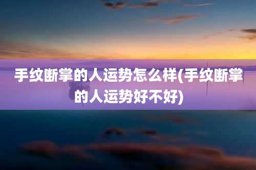 手纹断掌的人运势怎么样(手纹断掌的人运势好不好)