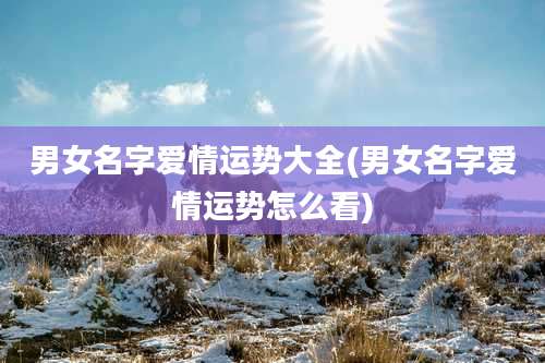 男女名字爱情运势大全(男女名字爱情运势怎么看)