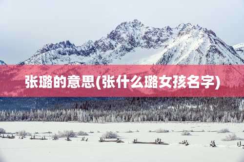 张璐的意思(张什么璐女孩名字)