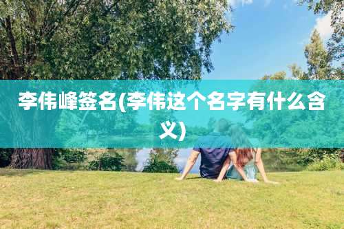 李伟峰签名(李伟这个名字有什么含义)